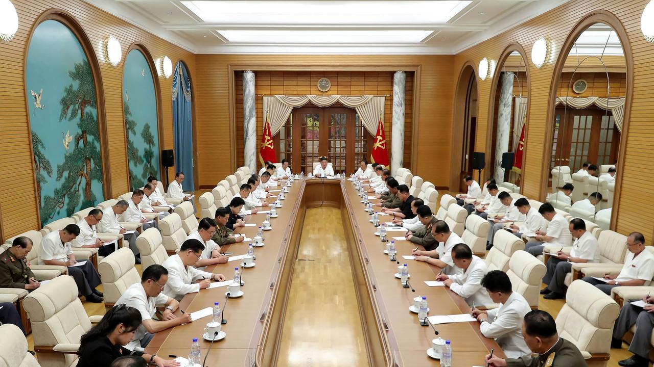 The meeting of the political bureau and the executive policy council of the 7th central committee of the Workers' Party of Korea in Pyongyang. Picture: AFP Photo/KCNA via KNS