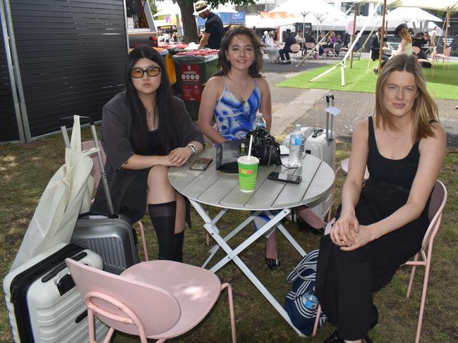 Guests in striking racewear at Penfolds Derby Day at the Flemington Racecourse on Saturday, November 02, 2024: