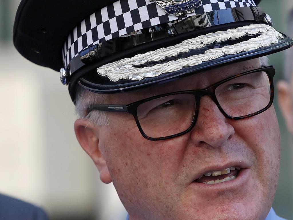 WA Police Commissioner Chris Dawson says the community is outraged at the brazen gangland shooting of senior Rebels bikie Nick Martin at a public venue. Picture: Colin Murty/The Australian