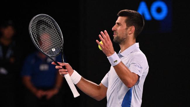 Novak Djokovic was frustrated early in his clash with 18-year-old Dino Prizmic and said he was ‘under the weather’ during the four-set bout. Picture: William West / AFP