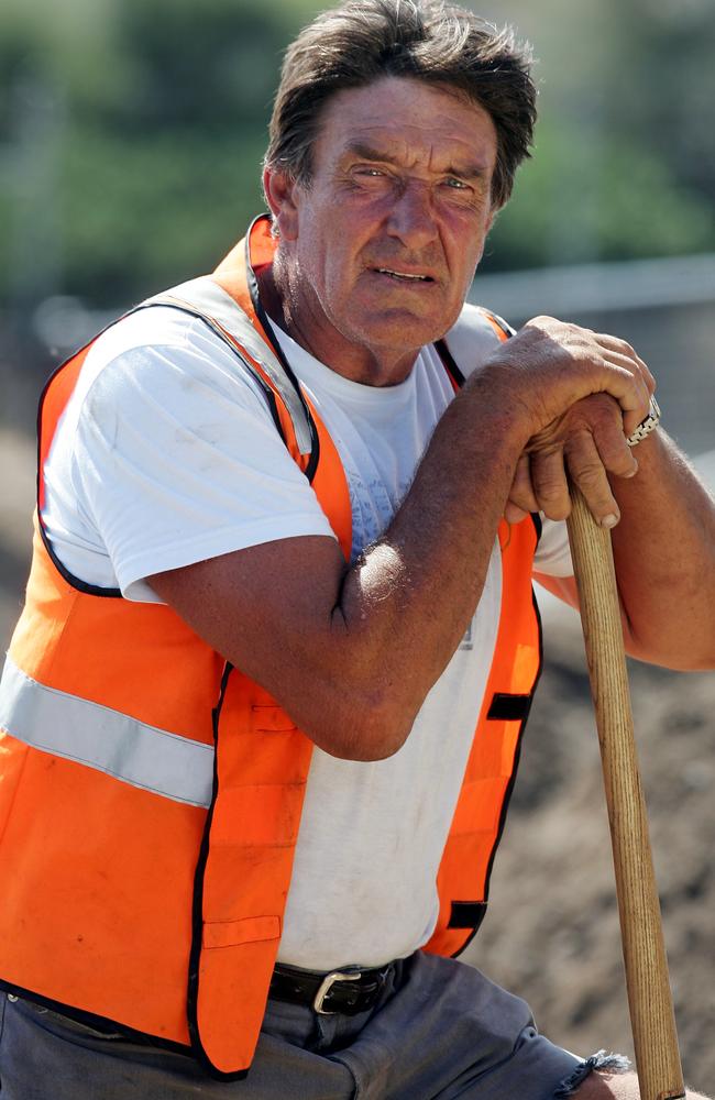 Fred Cook hard at work on a road project on the Mornington Peninsula in 2007.