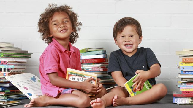 Telar and Xavier love a story. Talking to your kids about what they’re reading is one of the best ways to encourage them to keep it up. Picture: Justin Lloyd