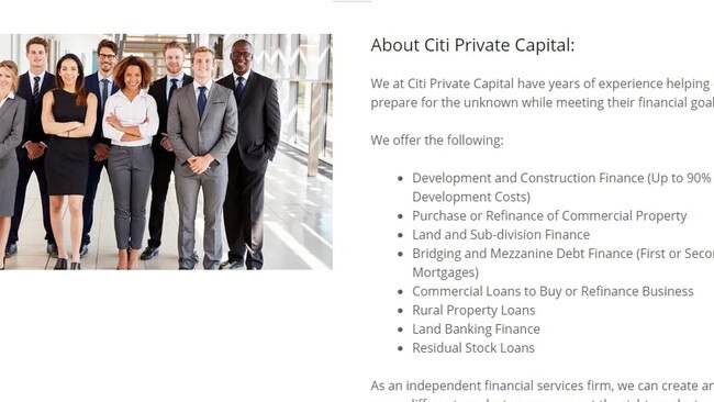 Screenshot from citiprivatecapital.com.