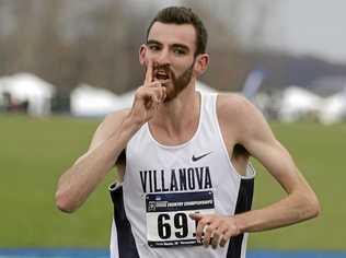 Villanova's Patrick Tiernan reacts as he approaches the finish line in the men's NCAA Division I Cross-Country Championships Saturday, Nov. 19, 2016, in Terre Haute, Ind. Tiernan won the race. (AP Photo/Darron Cummings). Picture: Darron Cummings