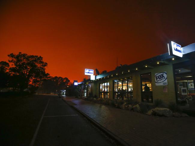 Mallacoota Fires Saturday. Fire closes in on the township. Picture: David Caird