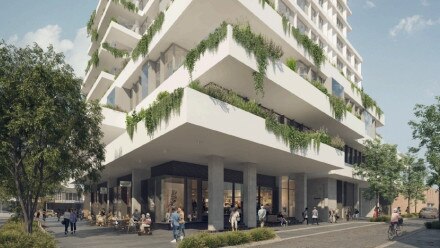 The complex will include shops and restaurants below the units.