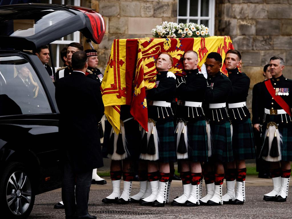 Pallbearers carry the coffin of Queen Elizabeth. Picture: AFP.