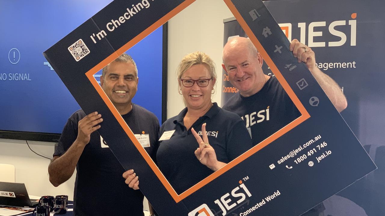 Jesi’s Vivek Kumar (left), Kathy Wilson (centre) and Joe Hoolahan at the LeadIn 2022 conference. Picture: Duncan Evans