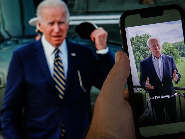 Joe Biden told supporters he was “doing well”. Picture: AFP