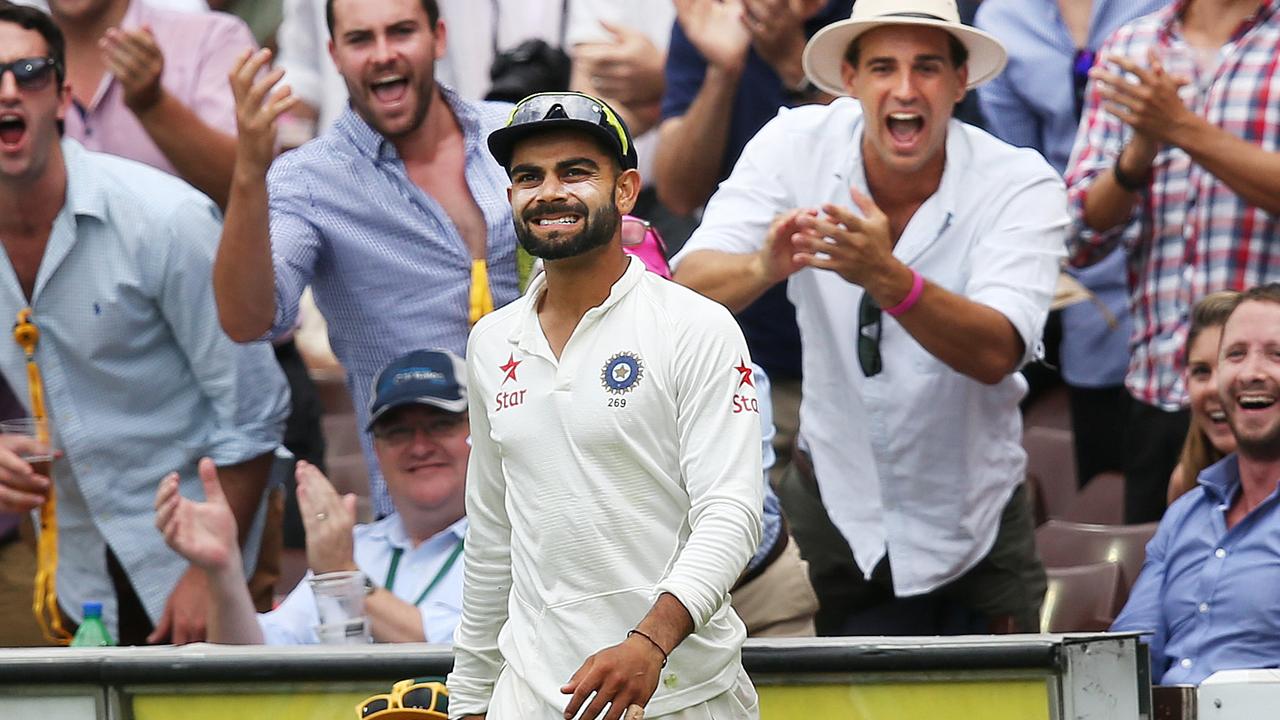 India's captain Virat Kohli gets laughed at by the SCG crowd in 2015.