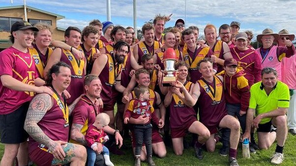 Coleraine reserves celebrate their premiership.