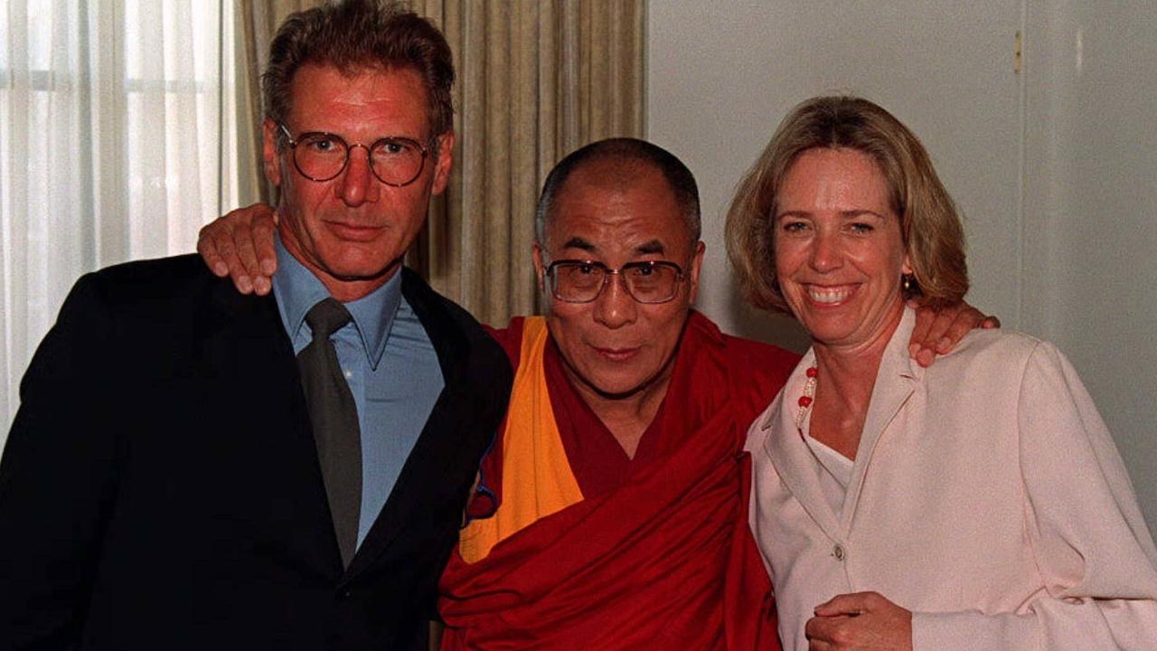 Harrison Ford and Melissa Mathison with the Dalai Lama.