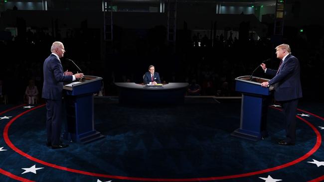 Trump arrived too late to the first presidential debate to be tested, according to moderator Chris Wallace. During the debate, Trump mocked opponent Joe Biden for excessive mask-wearing. Picture: AFP