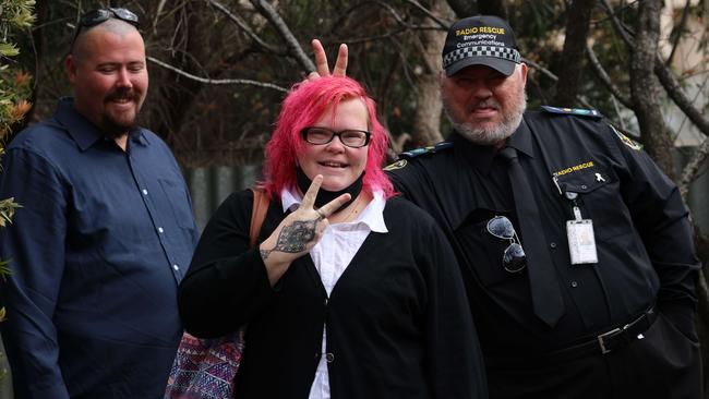 Ashley Louise Christmas and Daniel James Langmead and a supporter at an earlier court appearance. Picture: Russell Millard