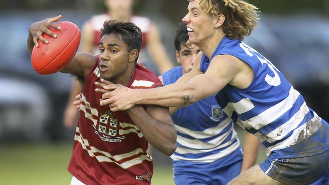 Kysaiah Pickett, pictured playing for Prince Alfred College, is now considered the number one small forward prospect in the 2019 AFL Draft. Picture: AAP Image/Dean Martin