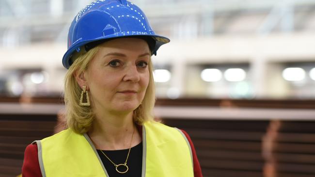 British PM Liz Truss tours the Osborne shipyard in Adelaide during her previous role as UK Foreign Secretary. Picture: Tricia Watkinson