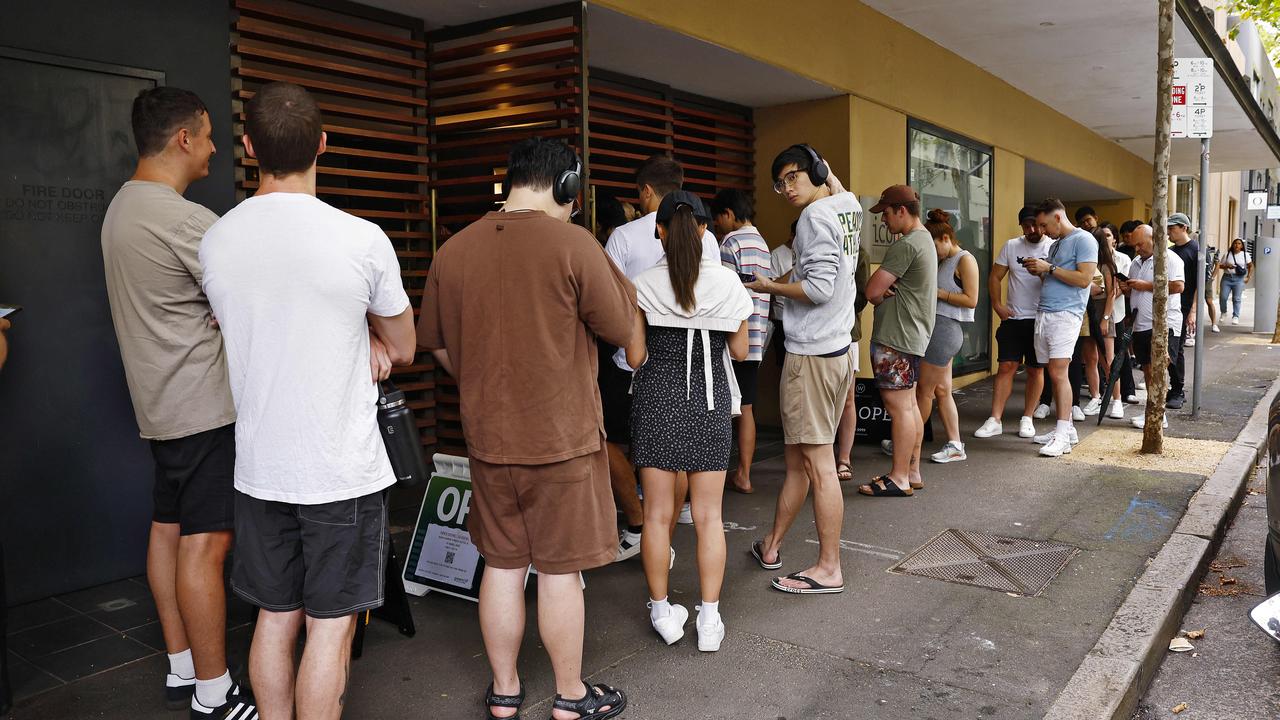 It’s usually challenging to find rentals in the early part of the year but queues at inspections like this one seen last year in Surry Hills may be rarer going forward. Picture: Sam Ruttyn