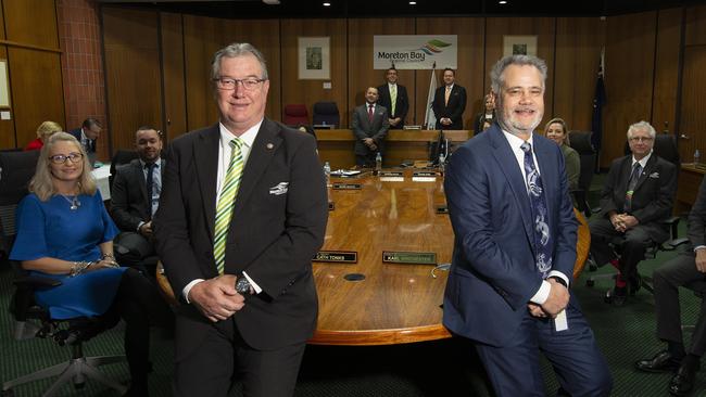 Greg Chemello (right) moved from Ipswich City Council to become CEO of Moreton Bay Regional Council in 2020.