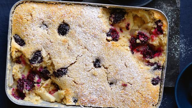 This apple and blackberry pudding is an old favourite. Picture: Supplied