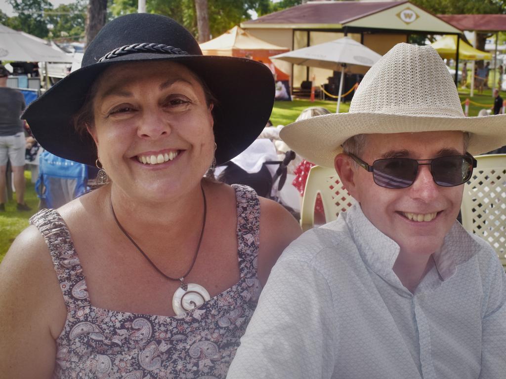 Lee Taylor and Terry Dwyer at the Blues, Brews &amp; BBQs Day at Clarence River Jockey Club on Sunday, 14th March, 2021. Photo Bill North / The Daily Examiner