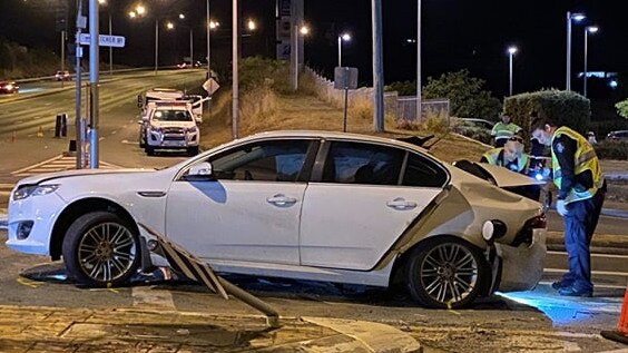 One of the cars involved. Picture: 7News Brisbane/Twitter