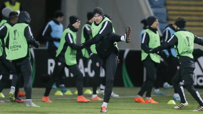 FC Zorya Luhansk during a training session at Chernomorets stadium.