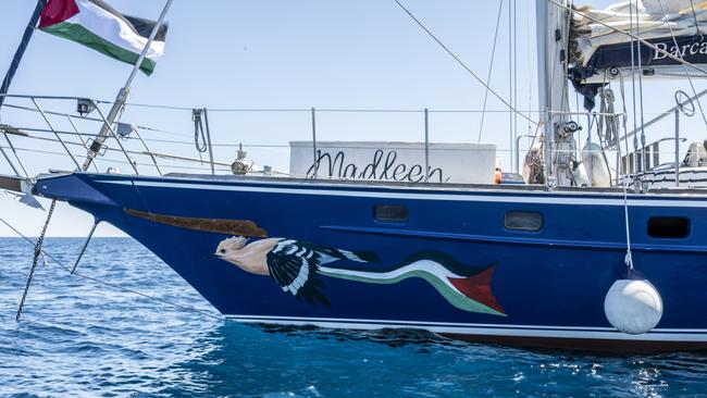 The bow of the Madleen ship. Picture: Getty Images