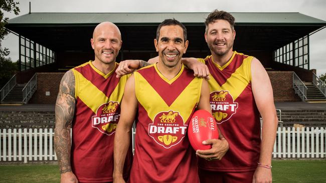 Former AFL stars Dale Thomas, Eddie Betts and Nathan Jones are pulling their boots back on to help grassroots footy clubs. Picture: Getty Images