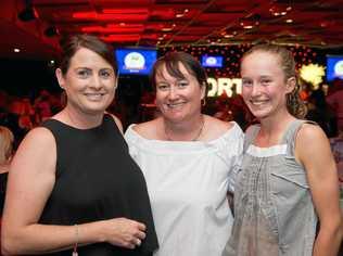 AWARD NIGHT: Enjoying the annual Sports Darling Downs award night are (from left) Jenny Anderson, Jody Erbacher and Brielle Erbacher. Picture: Nev Madsen