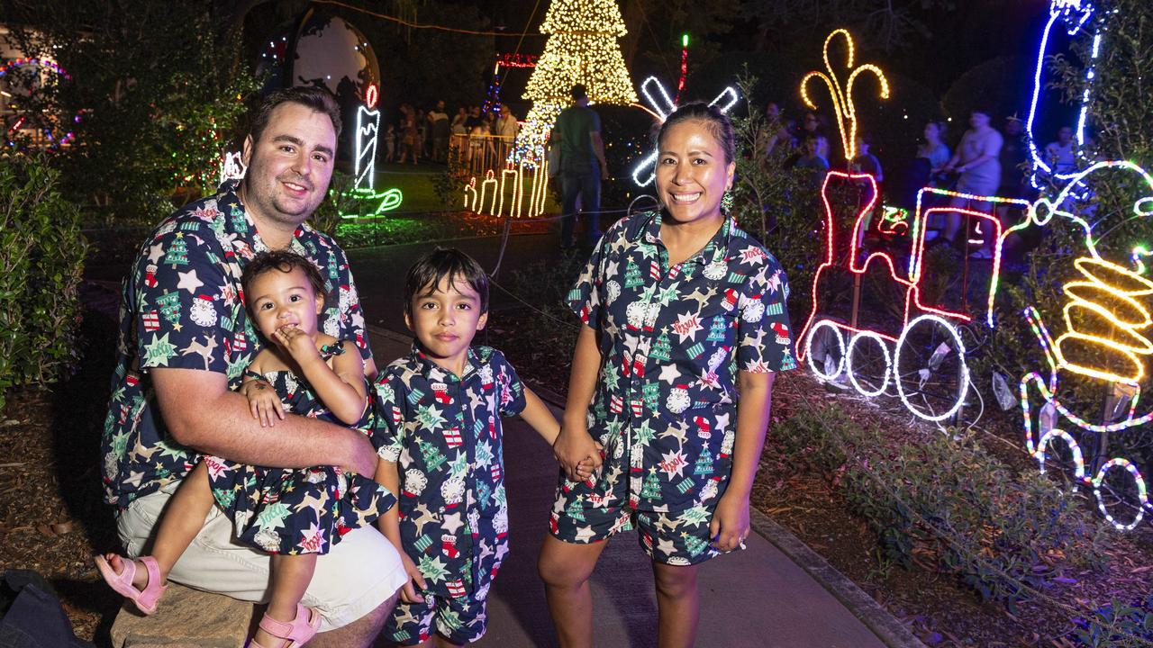 Royce and Angelica Donnelly with their kids Roanne and David at Toowoomba's Christmas Wonderland in Queens Park, Saturday, December 7, 2024. Picture: Kevin Farmer