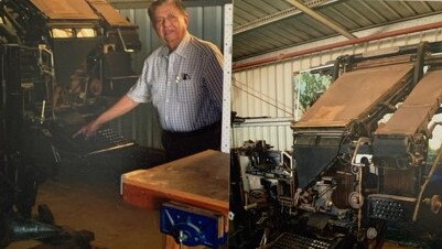 Stathy Peter Efstathis visits a museum in Chinchilla showcasing the machines he worked with at the Daily Mercury. Picture: Contributed