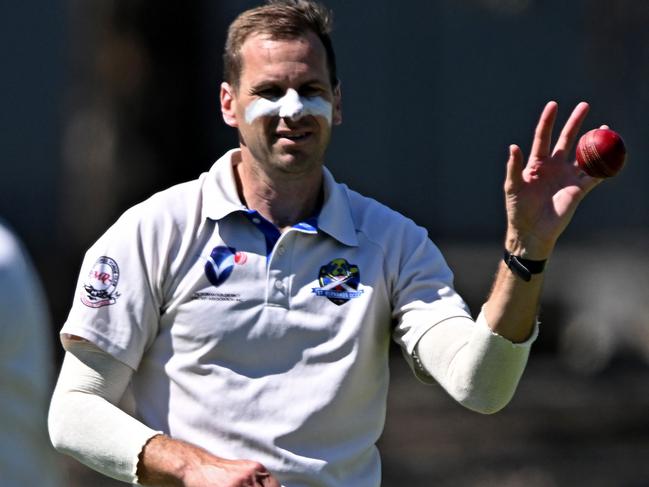 St Bernard's Luke Davis during the VSDCA Spotswood v St Bernard's cricket match in Spotswood, Saturday, March 16, 2024. Picture: Andy Brownbil