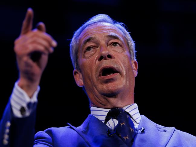 CLACTON-ON-SEA, ENGLAND - JUNE 18: Reform Party leader Nigel Farage speaks to an audience on stage at Princes Theatre on June 18, 2024 in Clacton-on-Sea, England. Nigel Farage met locals of Clacton-on-Sea, a seat twice won by his former UKIP party, for which Farage served as leader multiple times. He is currently the frontrunner for the July 4th, 2024 election in this constituency. (Photo by Dan Kitwood/Getty Images)