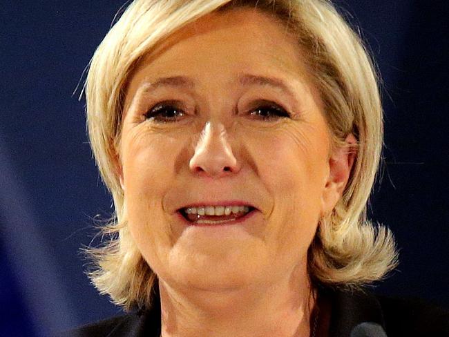 French presidential election candidate for the far-right Front National (FN) party Marine Le Pen delivers a speech during a campaign meeting in Arcis-sur-Aube, eastern France, on April 11, 2017. / AFP PHOTO / FRANCOIS NASCIMBENI