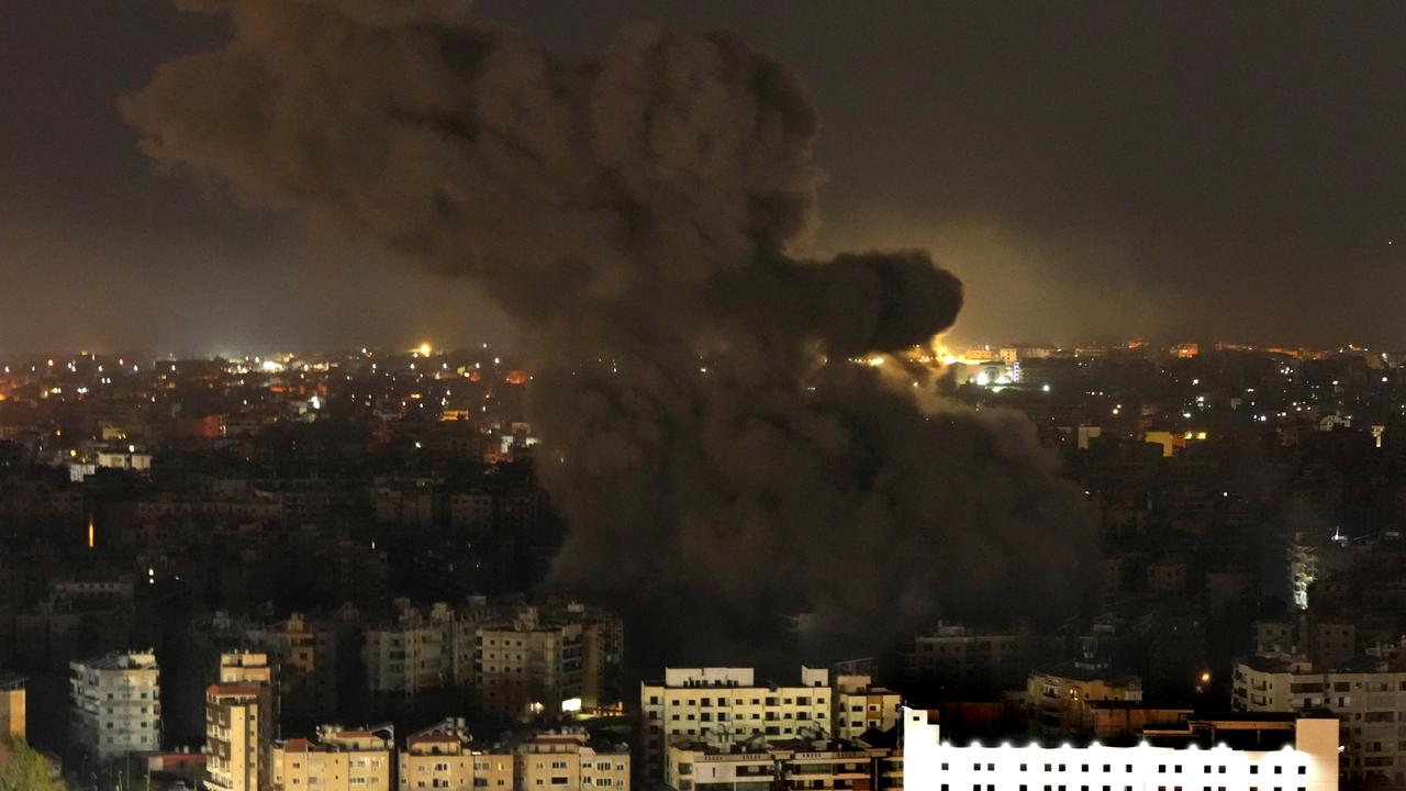 Smoke rises from an Israeli air strike in, Beirut on Tuesday.