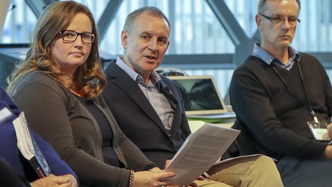 Premier Jay Weatherill at a meeting of the nuclear waste citizens jury at the SAHMRI building.