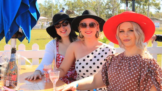 POP UP POLO BUNDABERG 2021: Christianna Gorza, Dannii Bryson and Louise Hume at the polo.