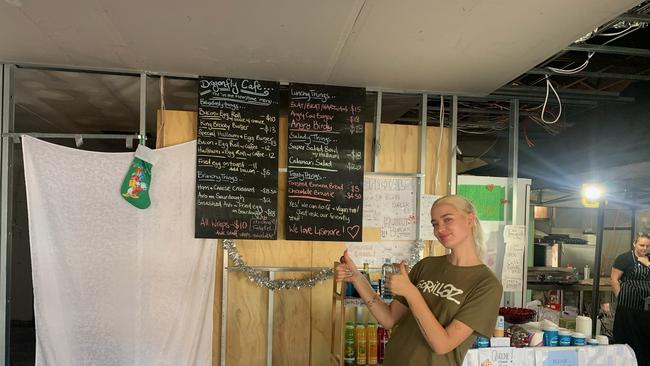 Lani Wright at Dragonfly shortly after reopening in the wake of the 2022 floods. Picture: Dragonfly Cafe.