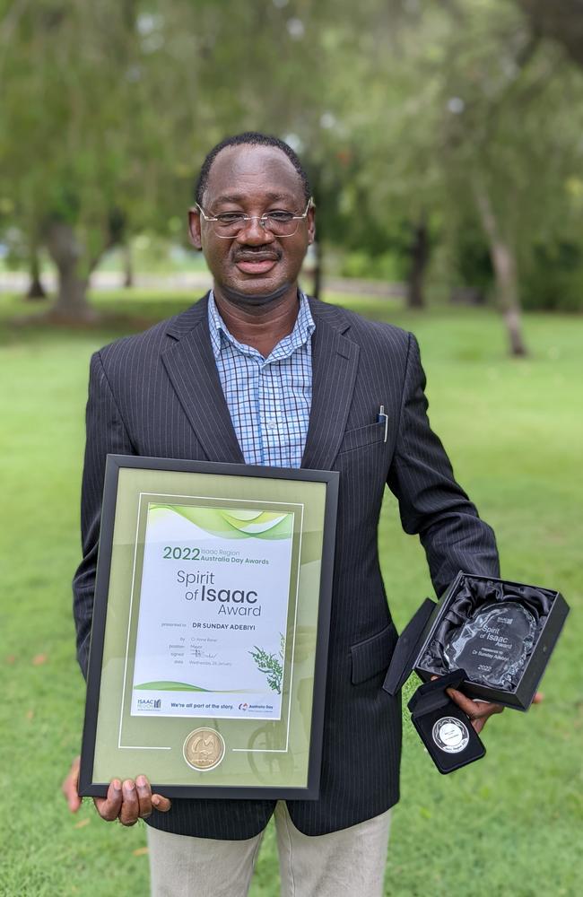 Dysart Australia Day Awards 2022 Spirit of Isaac winner Dr Sunday Adebiyi. Picture: Contributed.