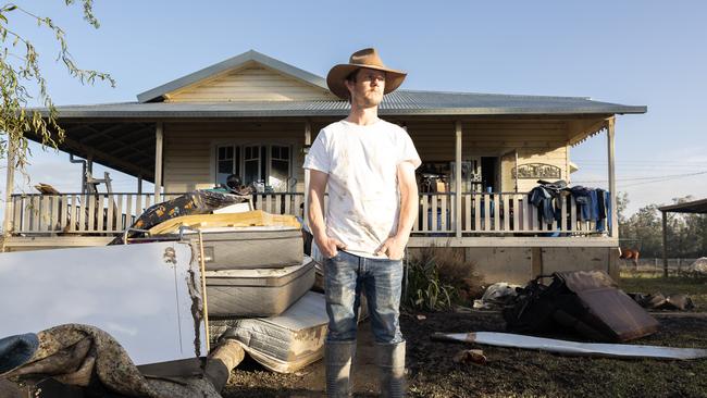 James Dunbier had been rescued from his cattle farm in Moto near Taree. The floods caused widespread damage his property. Picture Thomas Lisson