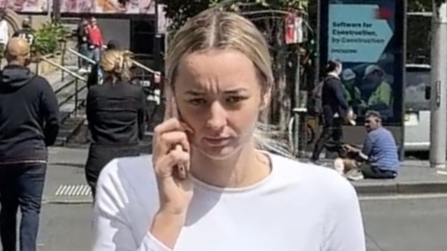 Kimberly Sainsbury leaves Downing Centre Local Court on Monday after she was busted with 13 bags of cocaine in Redfern earlier this month.