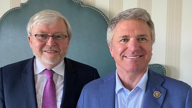 Australian ambassador to Washington Kevin Rudd with Mr McCaul.