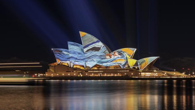 The sails were recently lit up during Vivid Sydney.