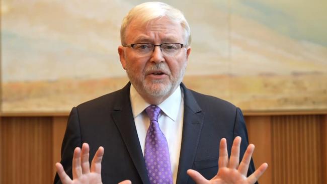 Kevin Rudd breaks his silence on the election of Donald Trump during a videolink address from Washington to the United States Studies Centre at the University of Sydney