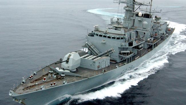 HMS Montrose in an exercise off the coast of Oman. Picture: AFP.
