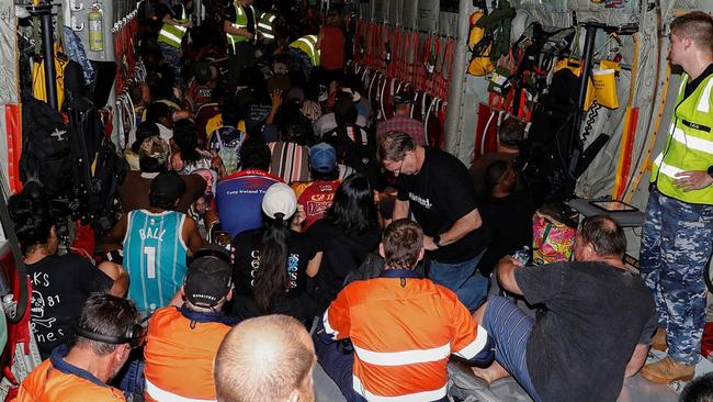 Residents of Borroloola evacuated from their flood-hit town.