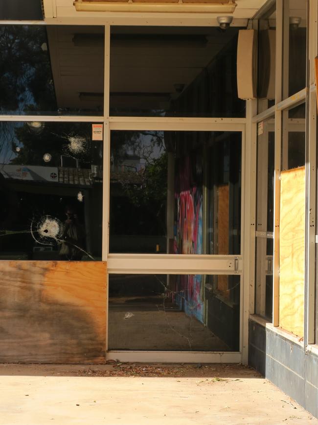 Damage at one of the buildings on Todd Mall.