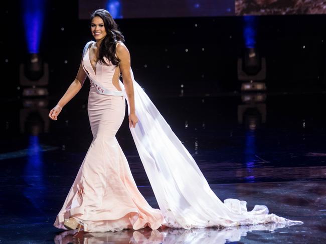 Miss United States Audra Mari is pictured during the Grand Final of the Miss World 2016 pageant at the MGM National Harbor December 18, 2016 in Oxon Hill, Maryland. Picture: AFP
