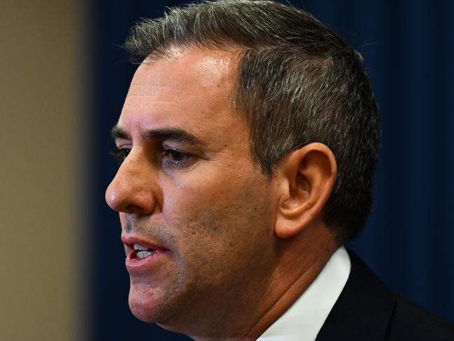 BRISBANE, AUSTRALIA - NewsWire Photos - JANUARY 8, 2025. Federal Treasurer Jim Chalmers speaks during a press conference in Brisbane, following the release of monthly CPI data.Picture: Dan Peled / NewsWire