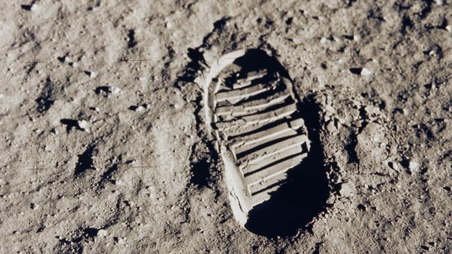 Taken on July 20, 1969, this picture shows one of the first steps taken on the Moon (not a Hollywood set), by US astronaut Buzz Aldrin. Picture: NASA/AFP Photo